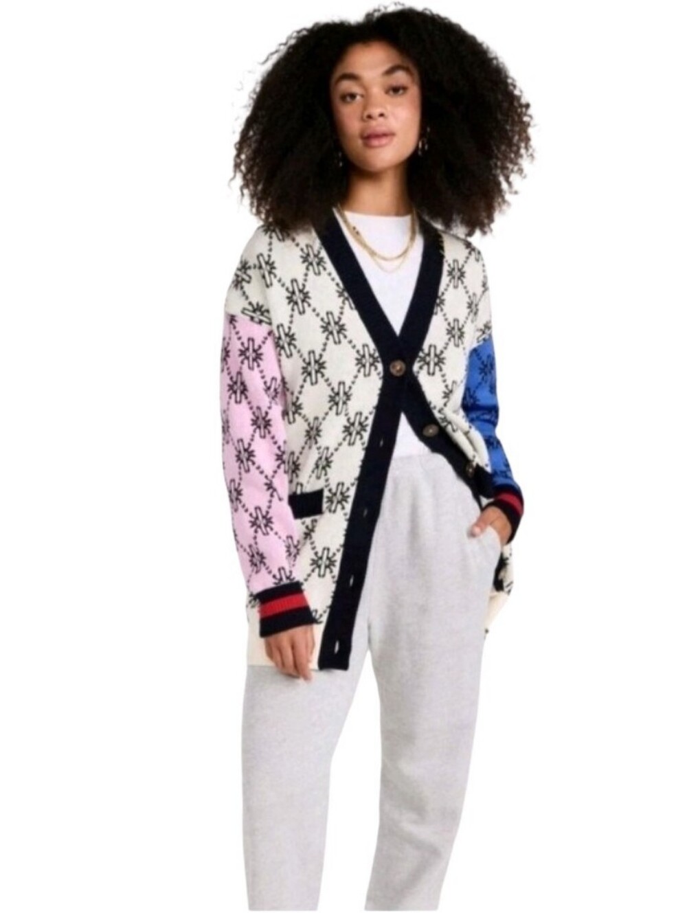 Kerri Rosenthal Jayney KR Logo Cardigan Patchwork Multicoloured Size Large